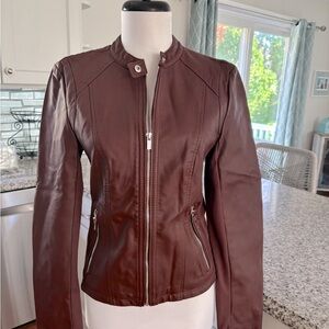 Express moto vegan leather jacket size small
